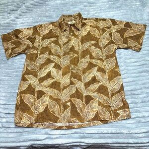 Cooke Street Shirt Mens XL Brown Beige Floral Button‎ Up Short Sleeve Hawaiian